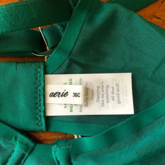 SMOOTHEZ by Aerie Mesh Unlined Balconette Bra NWT  Sheer Green Envy Size 36C - Picture 5 of 10